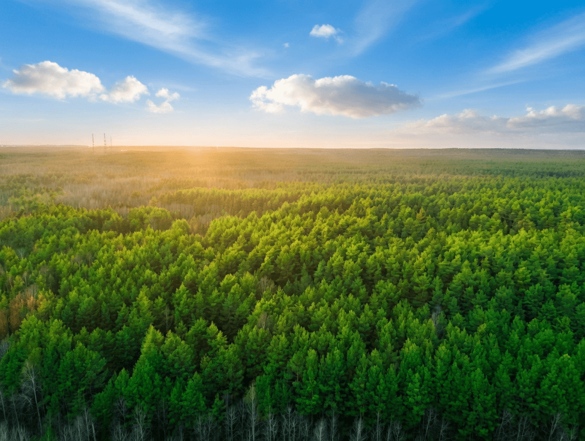Aerial view of a geometric plaza with crisscrossing red paths and grass, surrounded by white buildings and a tree-lined street with cars. Urban, organized.