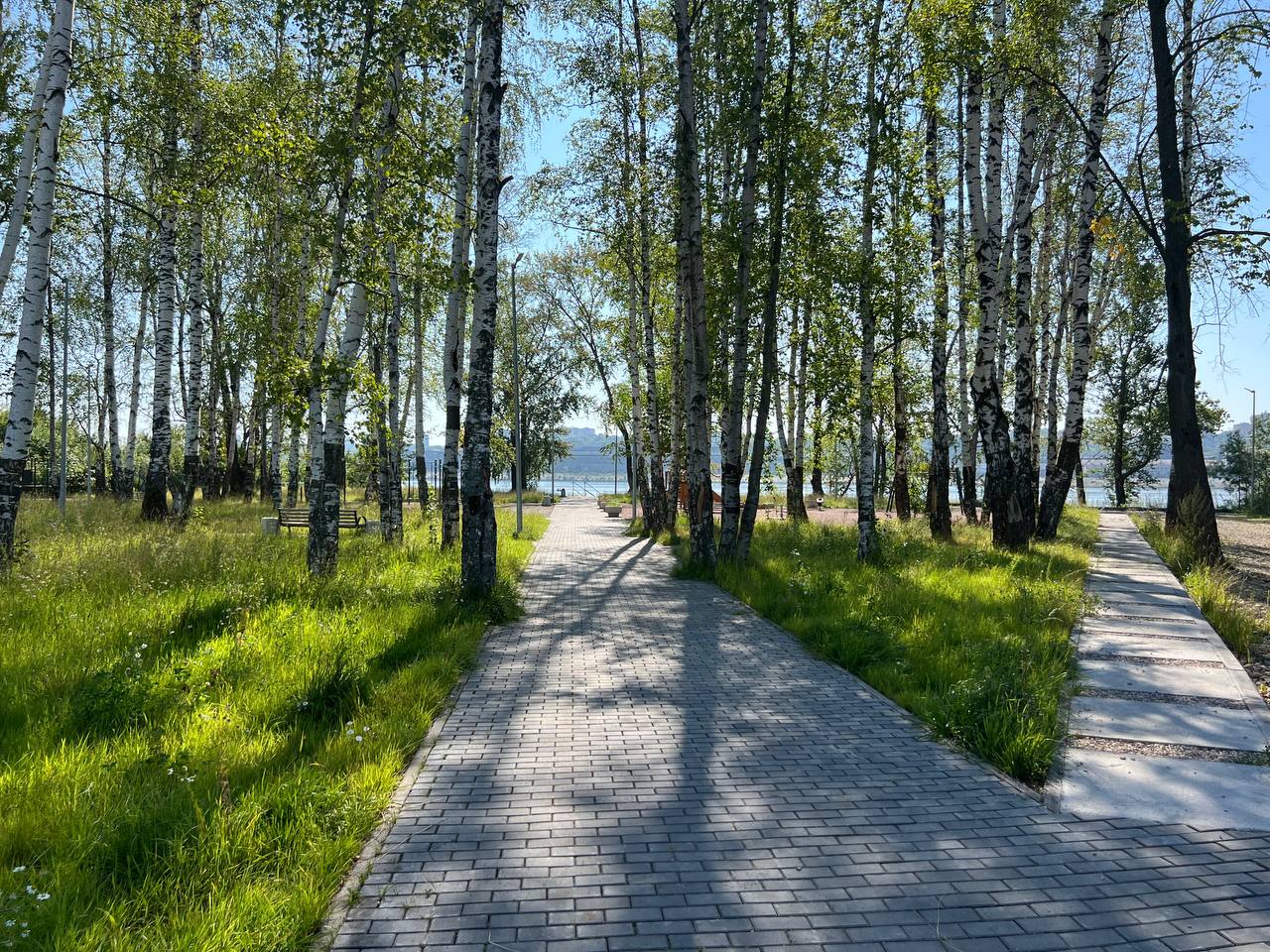 Modern minimalist house with large glass windows and a flat roof, surrounded by lush greenery. A serene pool reflects the trees and the sky. Peaceful ambiance.